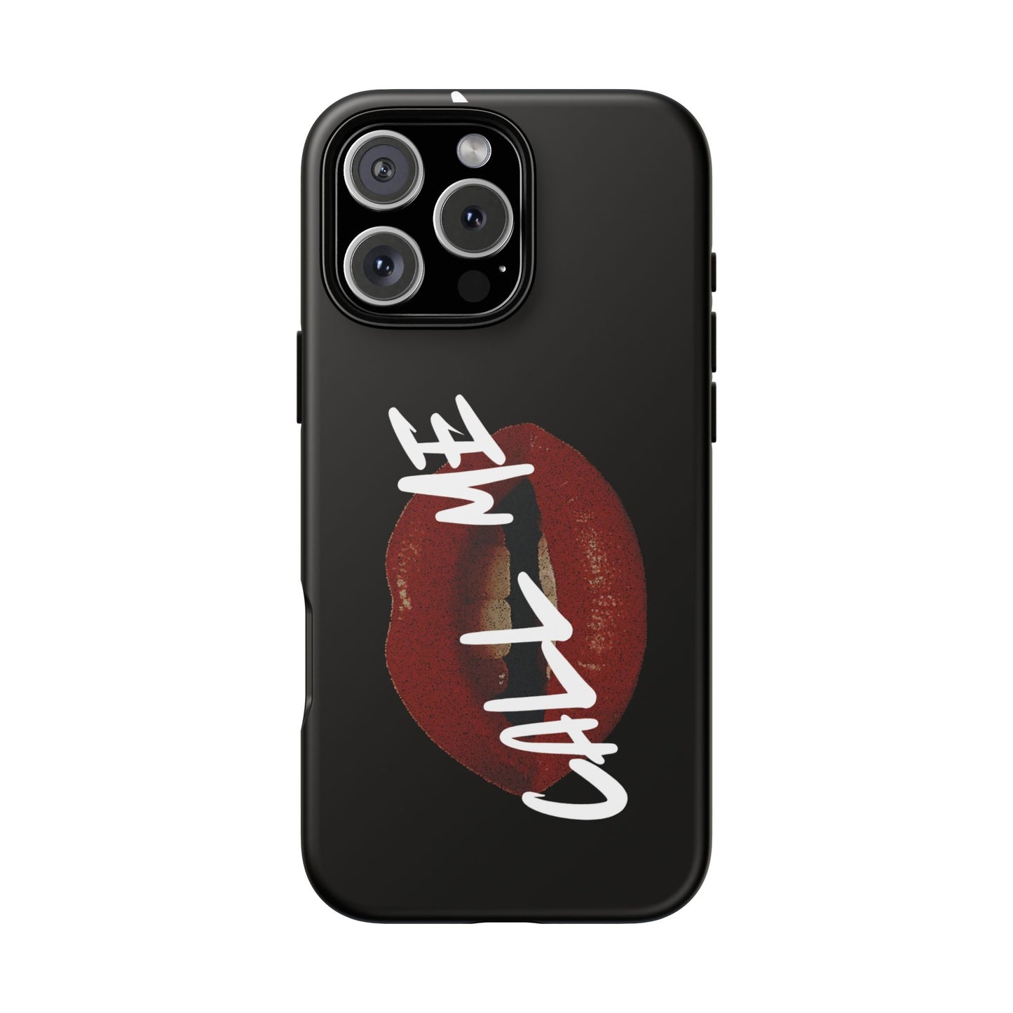 Phone Case — Glossy Black "Call Me" Red Lips Protective Case