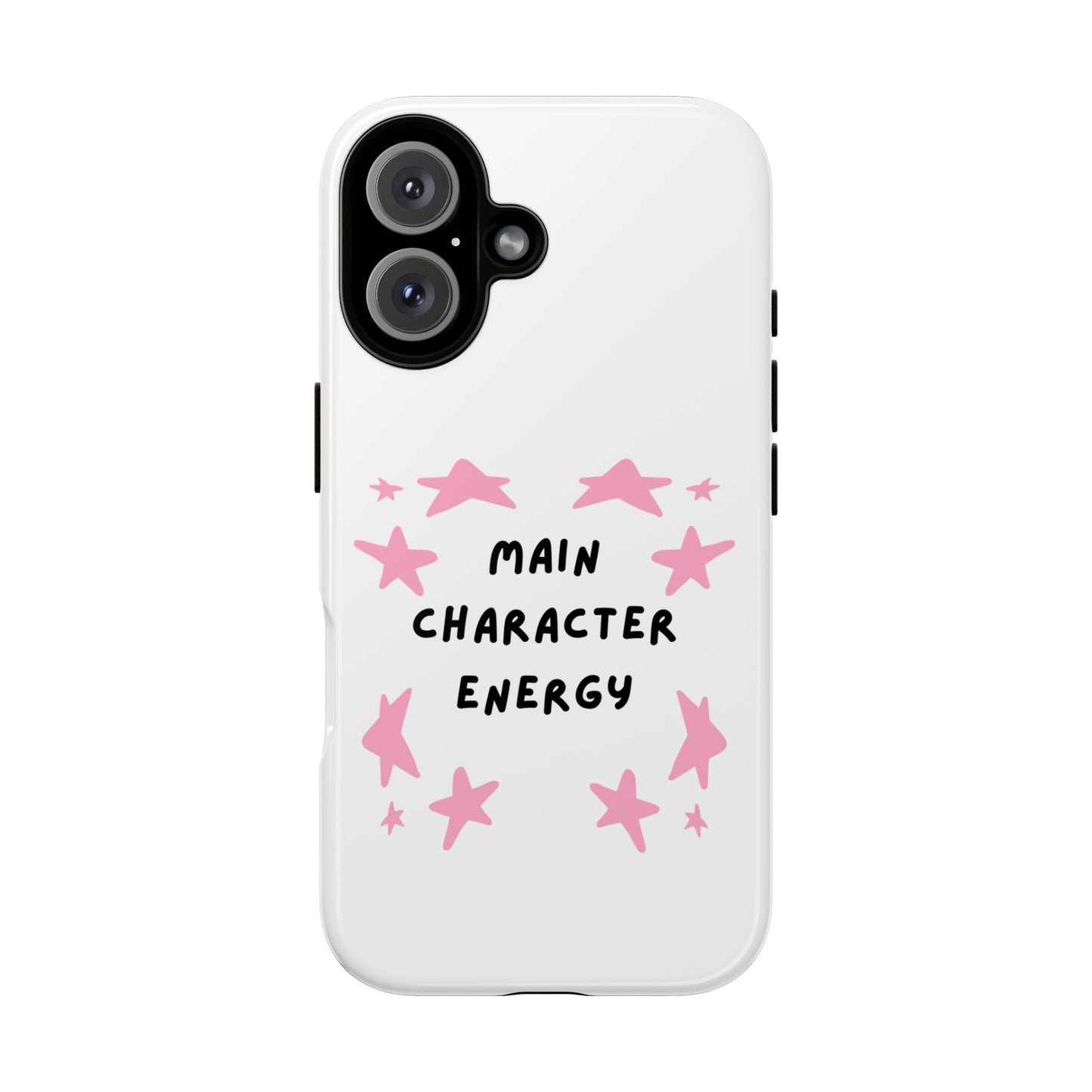 Main Character Energy Phone Case — Pink Stars Protective iPhone Cover