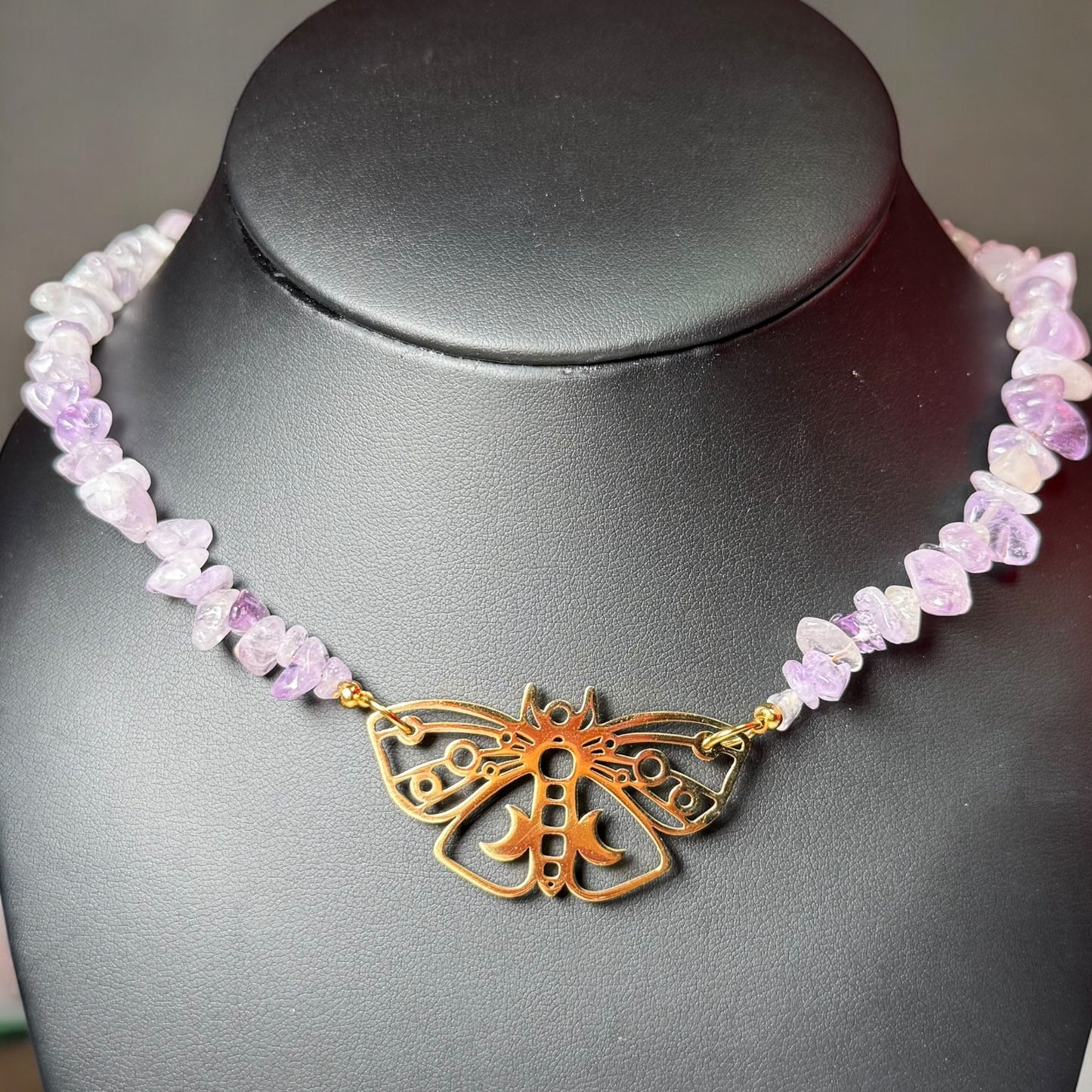 Amethyst Crystal Butterfly Necklace